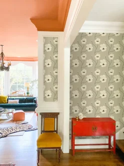 Mitchell Black Natalie Papier Flourish Floral Wallpaper - Raw Cotton