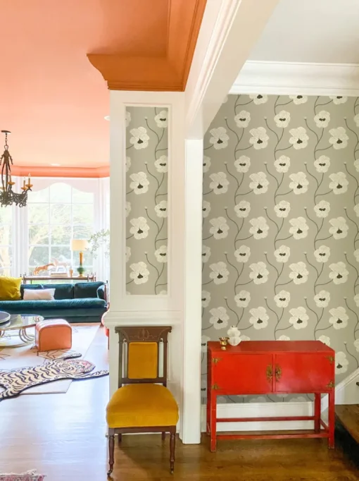 Mitchell Black Natalie Papier Flourish Floral Wallpaper - Raw Cotton