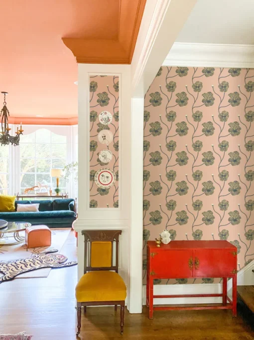 Mitchell Black Natalie Papier Flourish Floral Wallpaper - Sunset Blush