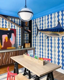 Mitchell Black Natalie Papier Low Frequency Wallpaper - Bathhouse Blues
