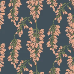 Mitchell Black Nomad Wisteria Floral Wallpaper - Blue