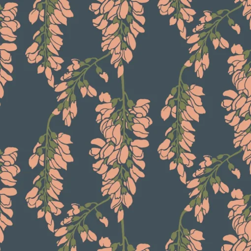Mitchell Black Nomad Wisteria Floral Wallpaper - Blue