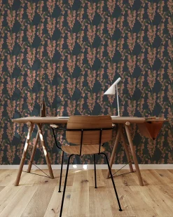 Mitchell Black Nomad Wisteria Floral Wallpaper - Blue
