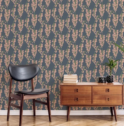 Mitchell Black Nomad Wisteria Floral Wallpaper - Blue
