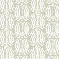 Mitchell Black Organic Betty White Palm Leaves Wallpaper - Seagrass