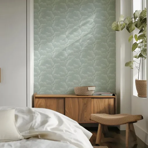 Mitchell Black Revel Clouds Wallpaper - Blue