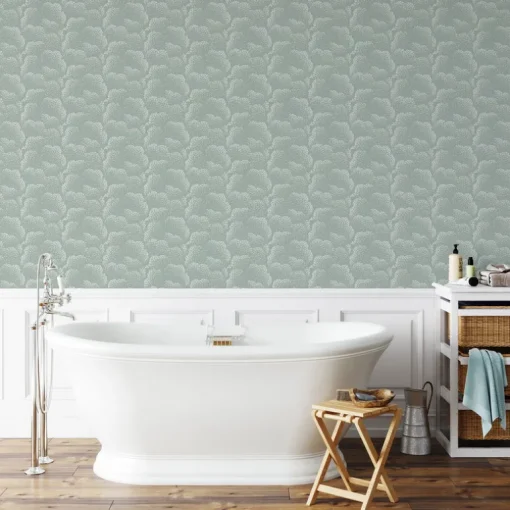 Mitchell Black Revel Clouds Wallpaper - Blue
