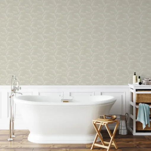 Mitchell Black Revel Clouds Wallpaper - Beige