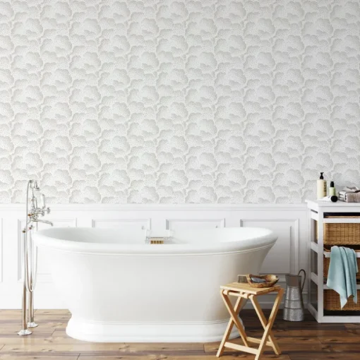 Mitchell Black Revel Clouds Wallpaper - White