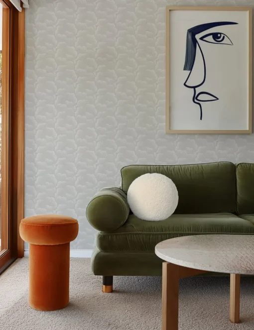 Mitchell Black Revel Clouds Wallpaper - Gray