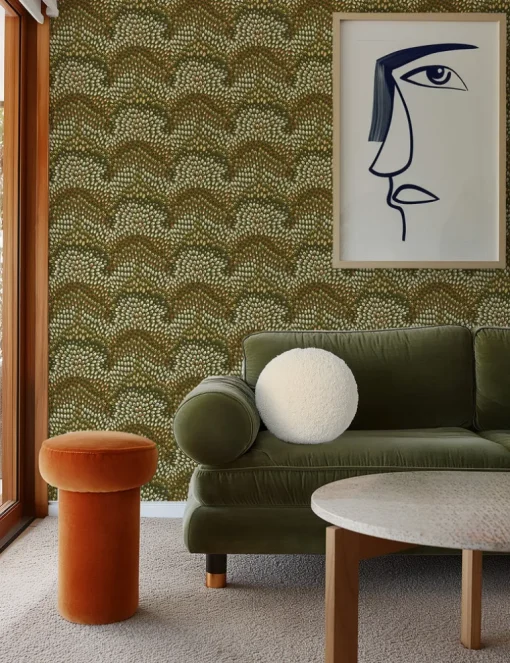 Mitchell Black Revel Jandaya Wallpaper - Olive