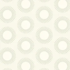 Mitchell Black Shape of Color Sunburst Wallpaper - Linen