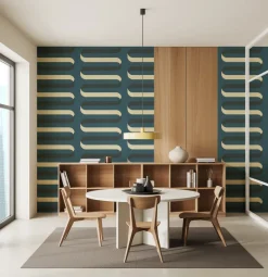 Mitchell Black Shape of Color Folding Ribbon Wallpaper - Peacock Blue