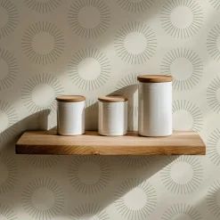 Mitchell Black Shape of Color Sunburst Wallpaper - Linen