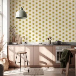 Mitchell Black Shape of Color Sunburst Wallpaper - Harvest Gold