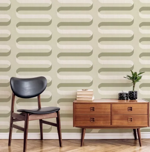 Mitchell Black Shape of Color Folding Ribbon Wallpaper - Tusk