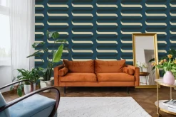 Mitchell Black Shape of Color Folding Ribbon Wallpaper - Peacock Blue