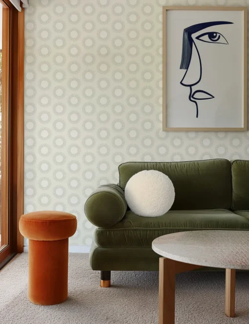 Mitchell Black Shape of Color Sunburst Wallpaper - Linen
