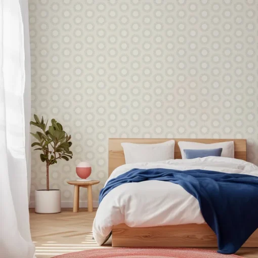 Mitchell Black Shape of Color Sunburst Wallpaper - Linen