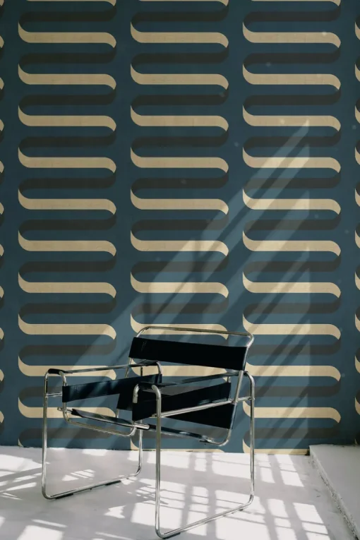 Mitchell Black Shape of Color Folding Ribbon Wallpaper - Peacock Blue