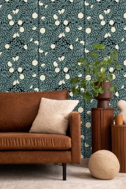 Mitchell Black The Signature Collection Orange Grove Wallpaper - Blue & Cream