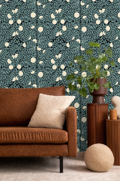 Mitchell Black The Signature Collection Orange Grove Wallpaper - Blue & Cream