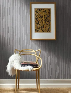 Modern Heritage Vertical Plumb Wallpaper - Charcoal