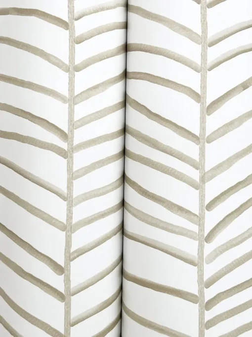 Montecito Cascade Palm Chevron Wallpaper - Dune