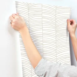 Montecito Cascade Palm Chevron Wallpaper - Dune