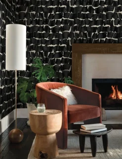 New Origins Brushed Ink Wallpaper - Black