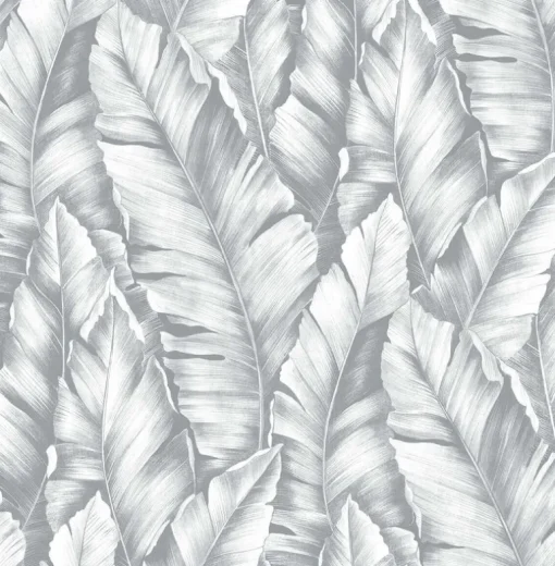 NextWall Baha Banana Leaves Peel & Stick Wallpaper - Gray