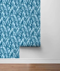 NextWall Baha Banana Leaves Peel & Stick Wallpaper - Blue