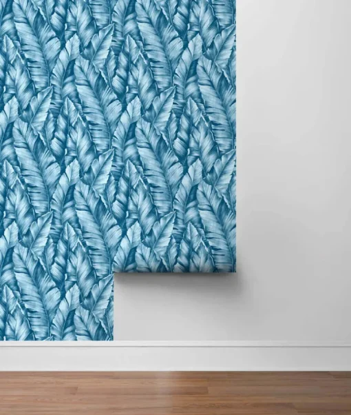 NextWall Baha Banana Leaves Peel & Stick Wallpaper - Blue