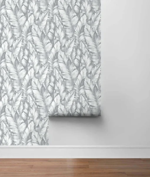 NextWall Baha Banana Leaves Peel & Stick Wallpaper - Gray