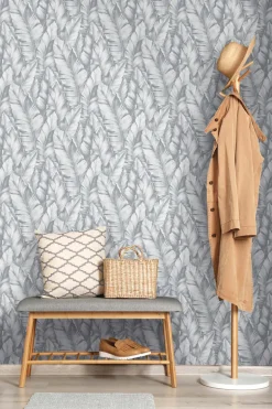 NextWall Baha Banana Leaves Peel & Stick Wallpaper - Gray