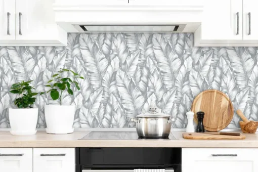 NextWall Baha Banana Leaves Peel & Stick Wallpaper - Gray