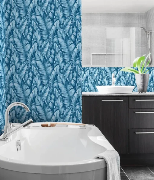 NextWall Baha Banana Leaves Peel & Stick Wallpaper - Blue