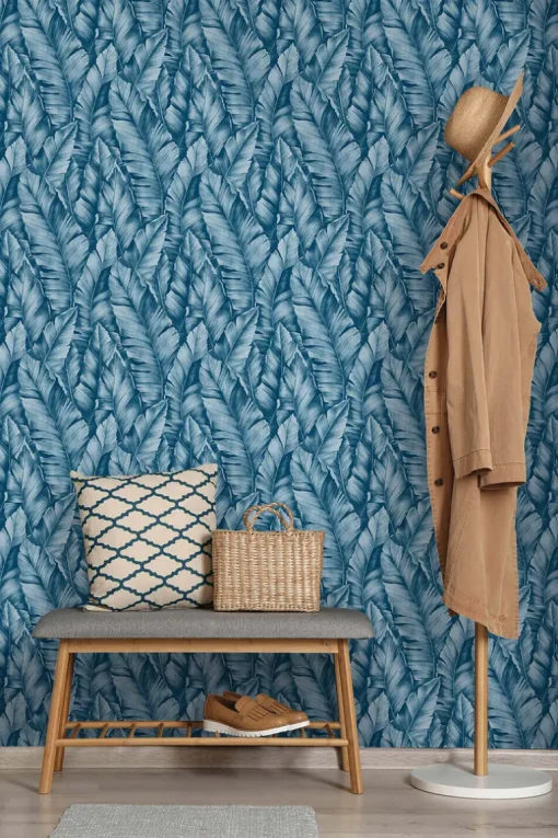 NextWall Baha Banana Leaves Peel & Stick Wallpaper - Blue