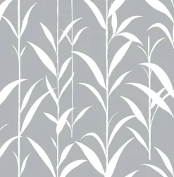 NextWall Bamboo Leaves Peel & Stick Wallpaper - Gray