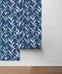 NextWall Bamboo Leaves Peel & Stick Wallpaper - Blue