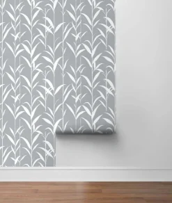 NextWall Bamboo Leaves Peel & Stick Wallpaper - Gray