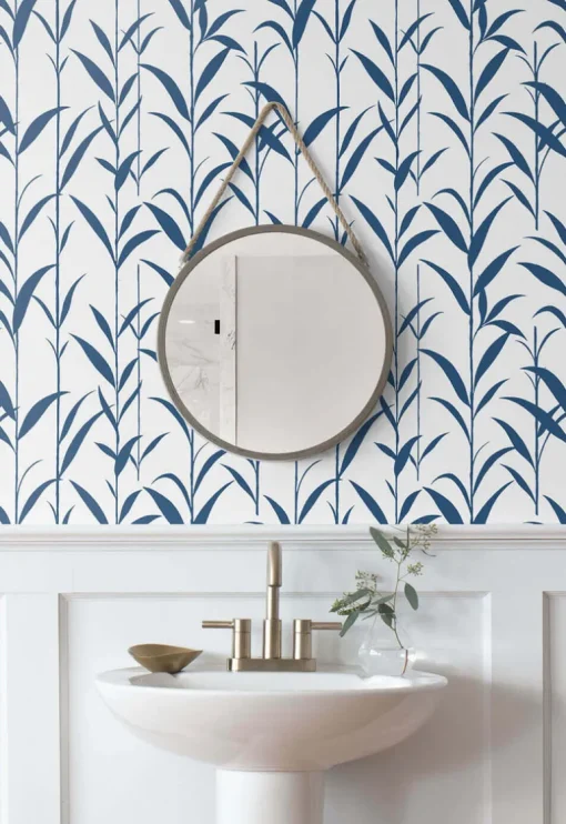 NextWall Bamboo Leaves Peel & Stick Wallpaper - Blue