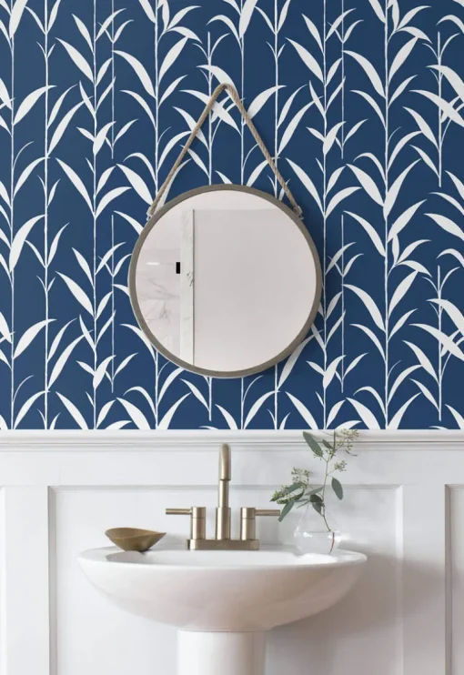 NextWall Bamboo Leaves Peel & Stick Wallpaper - Blue