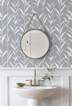 NextWall Bamboo Leaves Peel & Stick Wallpaper - Gray
