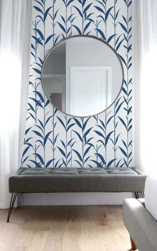 NextWall Bamboo Leaves Peel & Stick Wallpaper - Blue