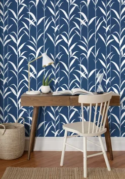 NextWall Bamboo Leaves Peel & Stick Wallpaper - Blue