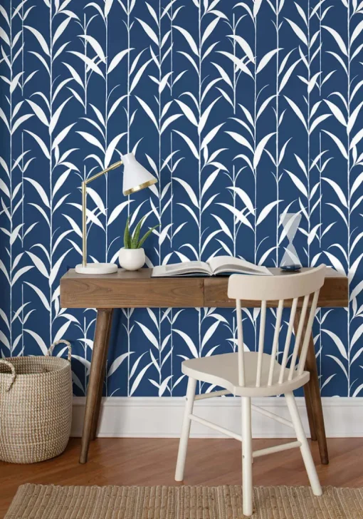 NextWall Bamboo Leaves Peel & Stick Wallpaper - Blue