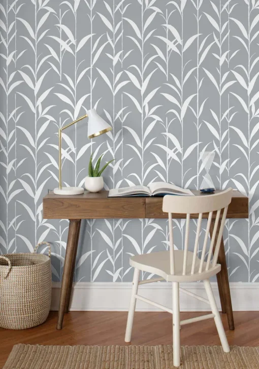 NextWall Bamboo Leaves Peel & Stick Wallpaper - Gray
