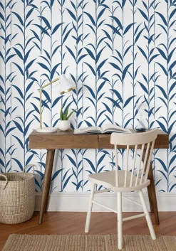 NextWall Bamboo Leaves Peel & Stick Wallpaper - Blue