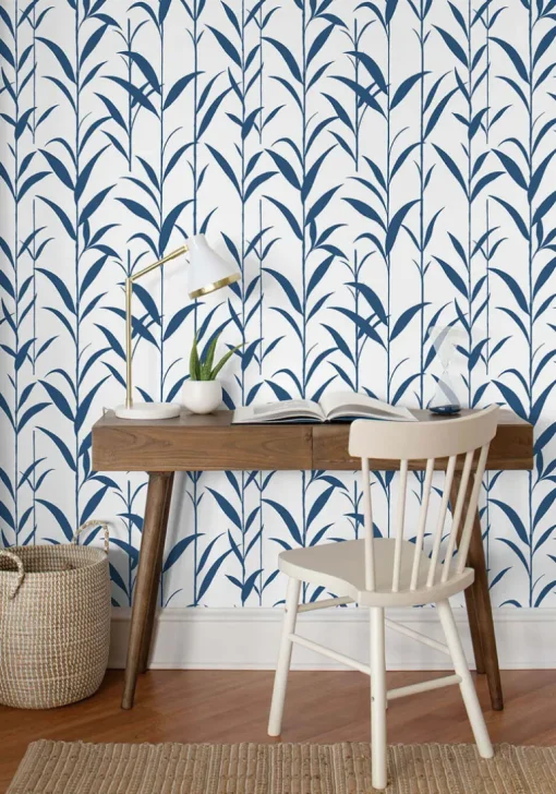 NextWall Bamboo Leaves Peel & Stick Wallpaper - Blue